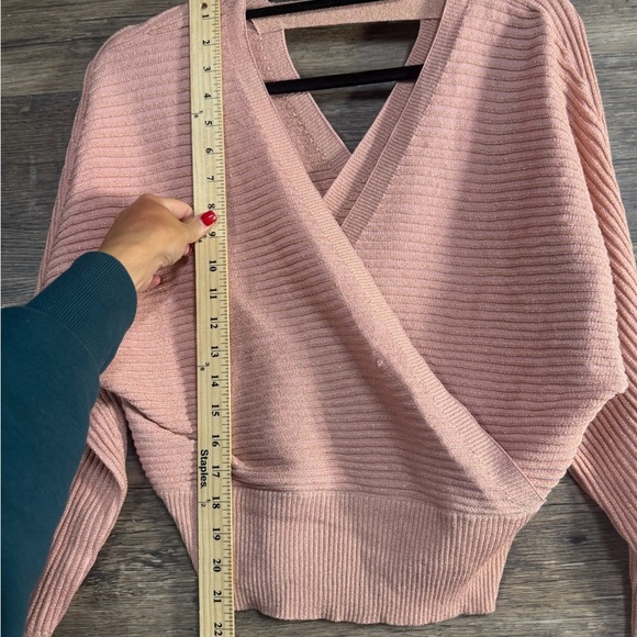 No Comment Chic V-Neck Sweater in Soft Pink - Picture 2 of 7